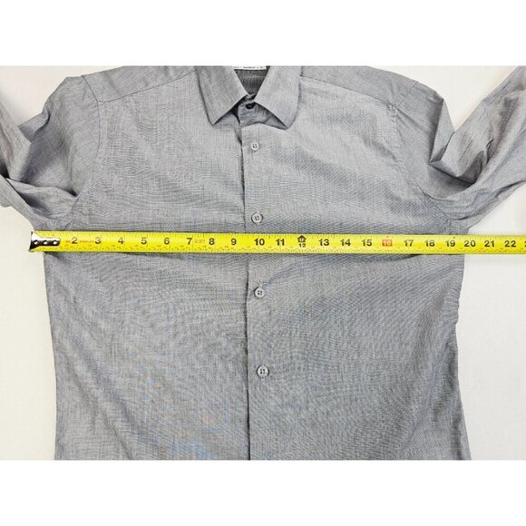 Duchamp London Size 14.5 Small Tailored Fit Gray Long Sleeve Cotton Shirt - Picture 3 of 10
